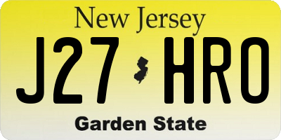 NJ license plate J27HRO
