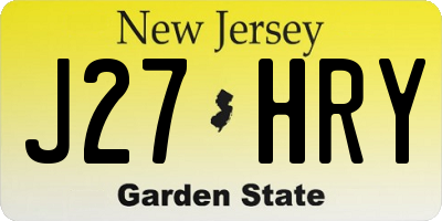 NJ license plate J27HRY