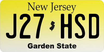 NJ license plate J27HSD