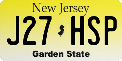 NJ license plate J27HSP