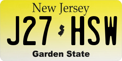 NJ license plate J27HSW