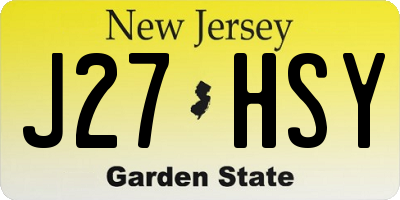 NJ license plate J27HSY