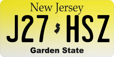 NJ license plate J27HSZ
