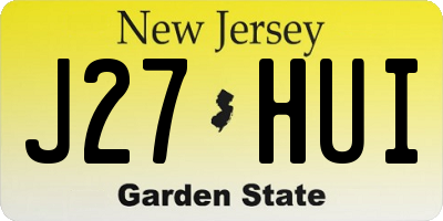 NJ license plate J27HUI
