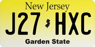 NJ license plate J27HXC