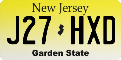 NJ license plate J27HXD