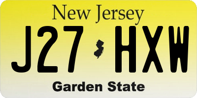 NJ license plate J27HXW