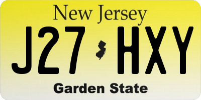 NJ license plate J27HXY
