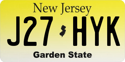 NJ license plate J27HYK