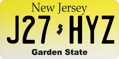 NJ license plate J27HYZ
