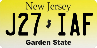 NJ license plate J27IAF