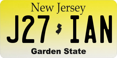 NJ license plate J27IAN