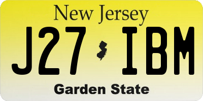 NJ license plate J27IBM