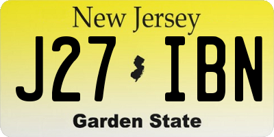 NJ license plate J27IBN