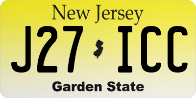 NJ license plate J27ICC