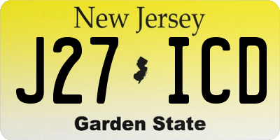 NJ license plate J27ICD