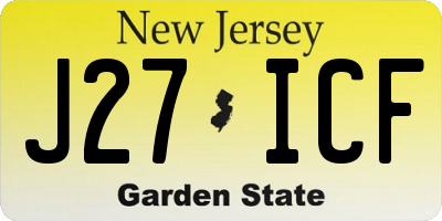NJ license plate J27ICF
