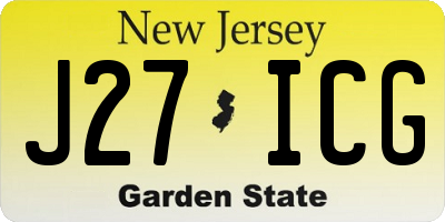 NJ license plate J27ICG