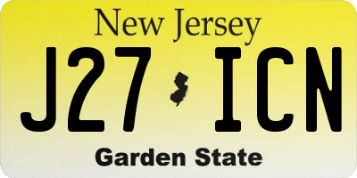NJ license plate J27ICN