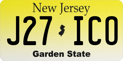 NJ license plate J27ICO