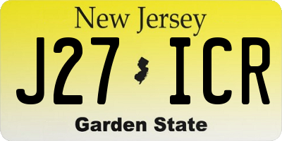 NJ license plate J27ICR