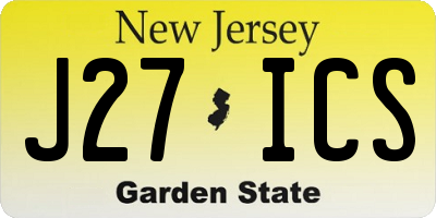 NJ license plate J27ICS