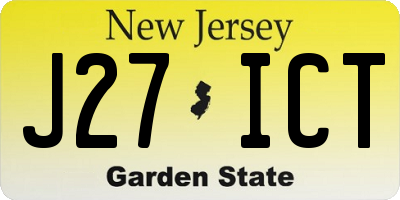 NJ license plate J27ICT