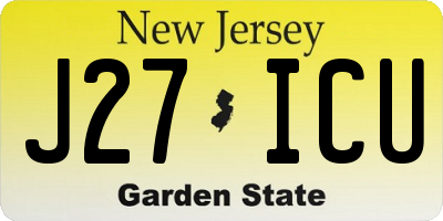 NJ license plate J27ICU