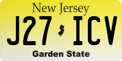 NJ license plate J27ICV