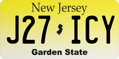 NJ license plate J27ICY
