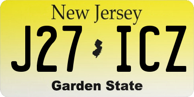 NJ license plate J27ICZ
