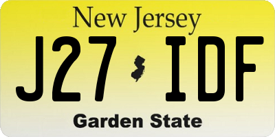 NJ license plate J27IDF
