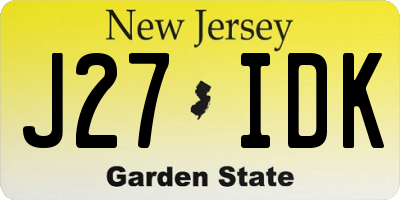 NJ license plate J27IDK