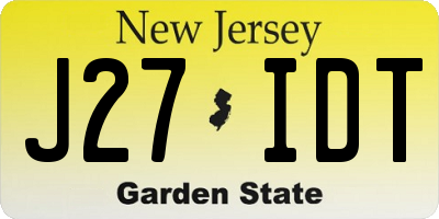 NJ license plate J27IDT