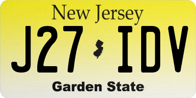 NJ license plate J27IDV