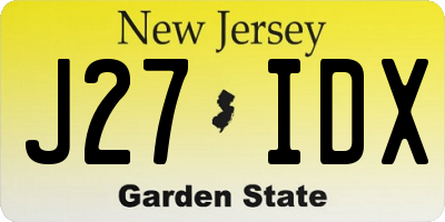 NJ license plate J27IDX