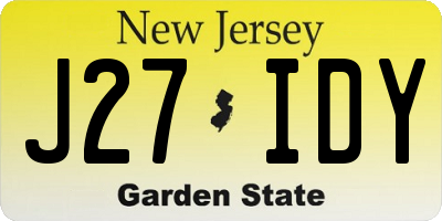 NJ license plate J27IDY