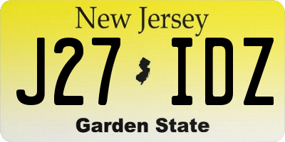 NJ license plate J27IDZ