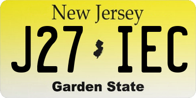 NJ license plate J27IEC