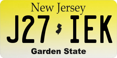NJ license plate J27IEK