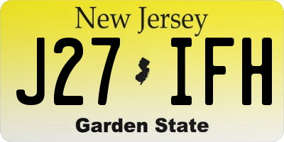 NJ license plate J27IFH