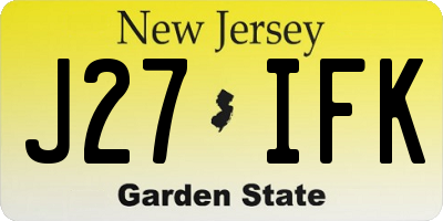 NJ license plate J27IFK