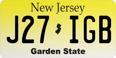 NJ license plate J27IGB