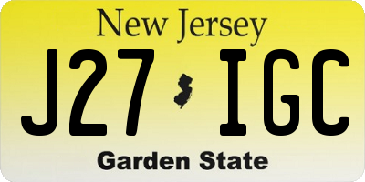 NJ license plate J27IGC