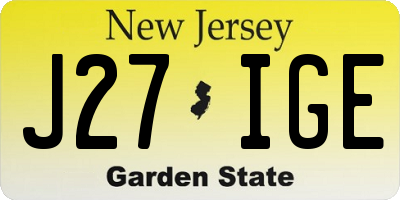 NJ license plate J27IGE