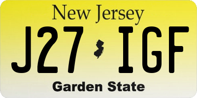 NJ license plate J27IGF