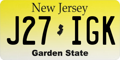 NJ license plate J27IGK