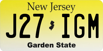 NJ license plate J27IGM