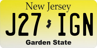 NJ license plate J27IGN