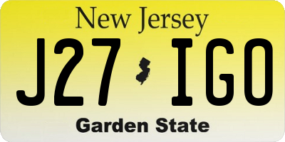 NJ license plate J27IGO